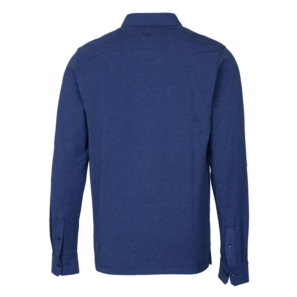 NWT Cutter & Buck Tour Blue Heather Long-Sleeve Advantage Jersey Polo - Picture 2 of 3